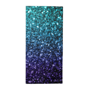 Aqua blue Ombre faux glitter sparkles Napkin