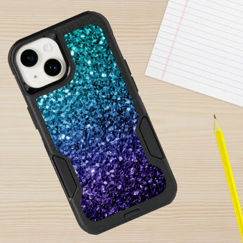 Aqua Blue Ombre Faux Glitter Sparkles Iphone 15 Pro Max Case by PLdesign at Zazzle