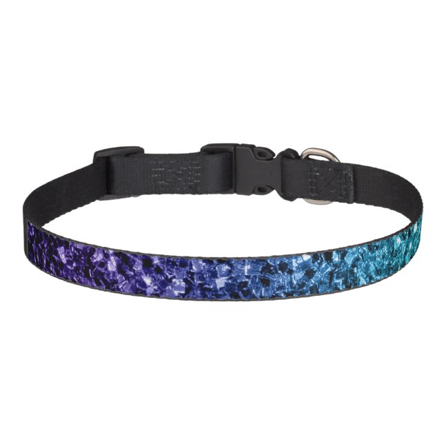 Aqua blue Ombre faux glitter sparkles Pet Collar (Front)