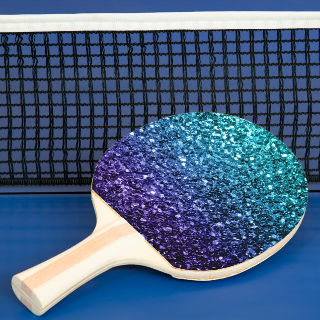 Aqua blue Ombre faux glitter sparkles Ping-Pong Paddle (Insitu)