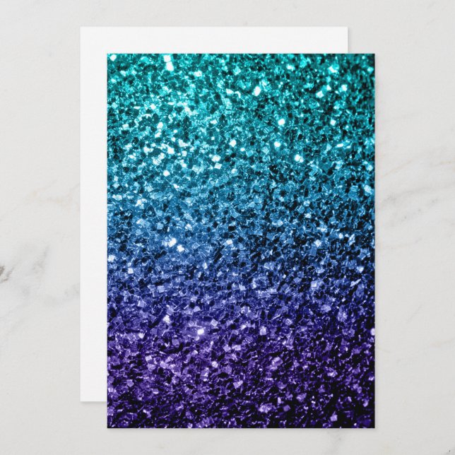  Aqua blue Ombre glitter sparkles Personalize Invitation (Front/Back)