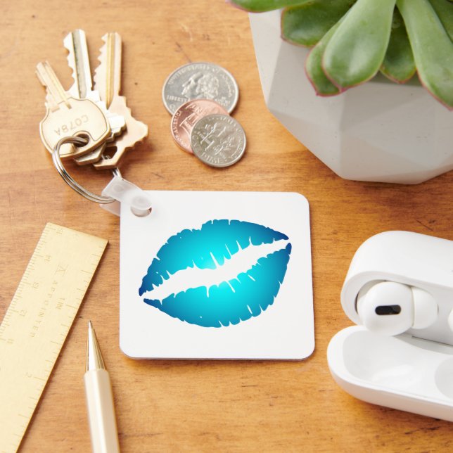 Aqua Blue Ombre Lips Keychain (Desk)