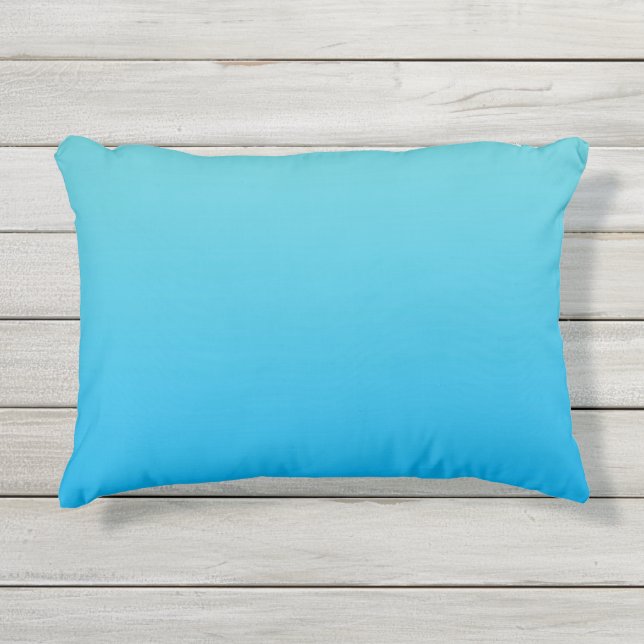 Aqua Blue Ombre Outdoor Pillow (Front)