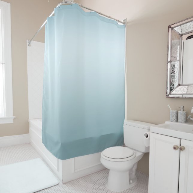 Aqua Blue Ombre Shower Curtain (In Situ)