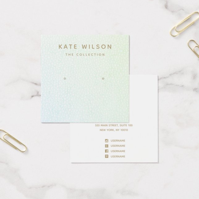 Aqua Blue Ombre Stud Earring Display Card (Office)