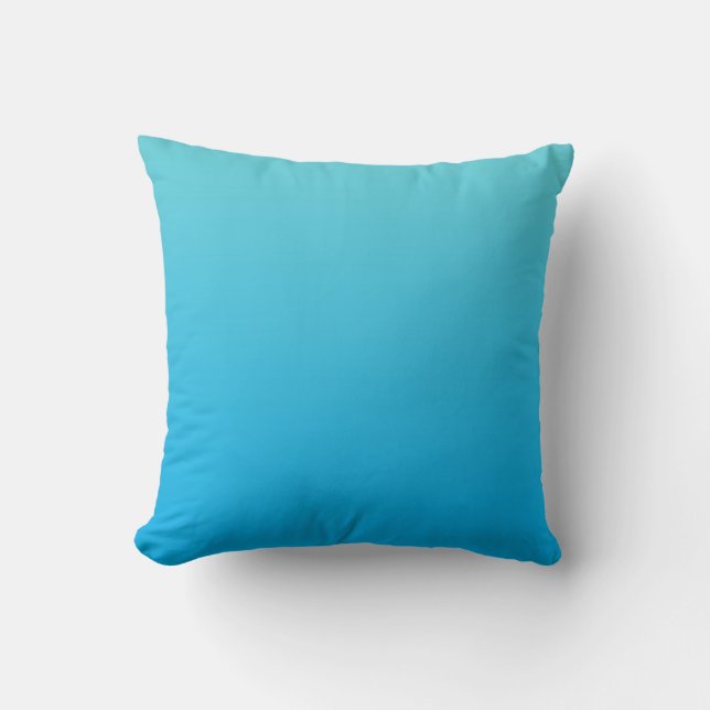 “Aqua Blue Ombre” Throw Pillow (Front)