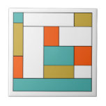 Aqua Blue Orange Gold Mid Century Color Block Ceramic Tile<br><div class="desc">This fabulous mid-century modern ceramic tile features rectangular color blocks in aqua blue,  gold,  orange,  white,  and black. Add a pop of fun to your tiling project!</div>