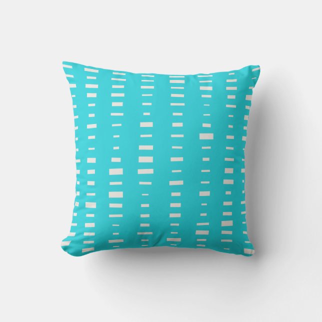 Aqua Blue Outdoor Pillows - Block Stripe (Front)