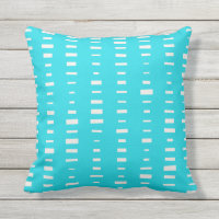 Aqua Blue Outdoor Pillows - Block Stripe