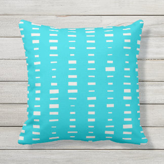 Aqua Blue Outdoor Pillows - Block Stripe