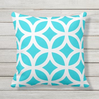 Aqua Blue Outdoor Pillows Geometric Pattern by Richard__Stone at Zazzle