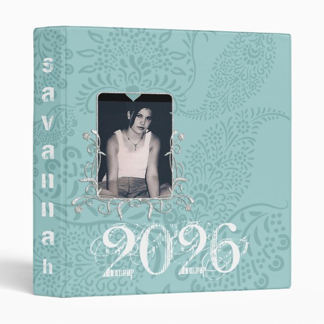 Aqua Blue Paisley Class of 2010 Binder (Front/Spine)