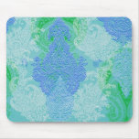 Aqua blue paisley tree flower cloth pattern mouse pad
