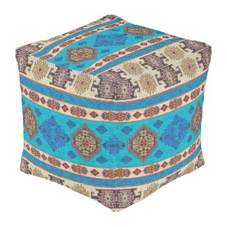 Aqua Blue Pale Gold Vintage Turkish Kilim Rug