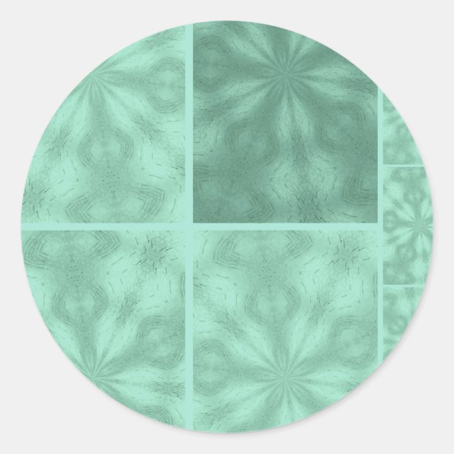 Aqua Blue Pattern Classic Round Sticker (Front)