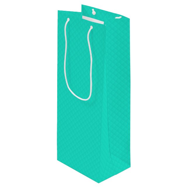 Aqua Blue Pattern Wine Gift Bag (Front Angled)