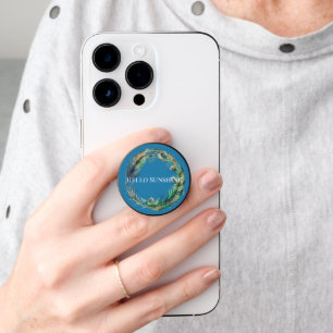 Aqua Blue Peacock Feathers PopSocket