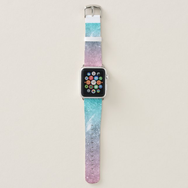 Aqua blue Pink ombre sea galaxy abstract Apple Watch Band (Front)