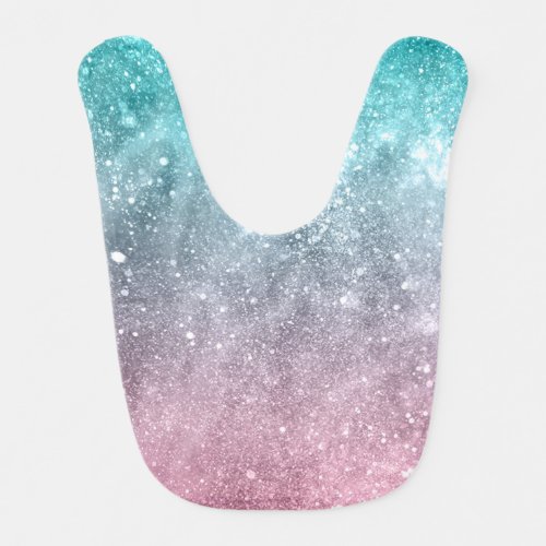 Aqua blue Pink ombre sea galaxy abstract Baby Bib