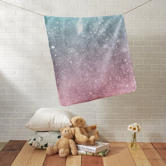Aqua blue Pink ombre sea galaxy abstract Baby Blanket (In Situ)