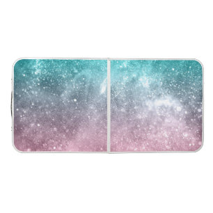 Aqua blue Pink ombre sea galaxy abstract Beer Pong Table