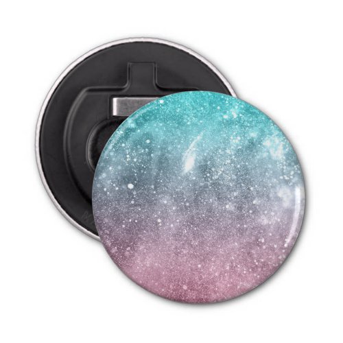 Aqua blue Pink ombre sea galaxy abstract Bottle Opener