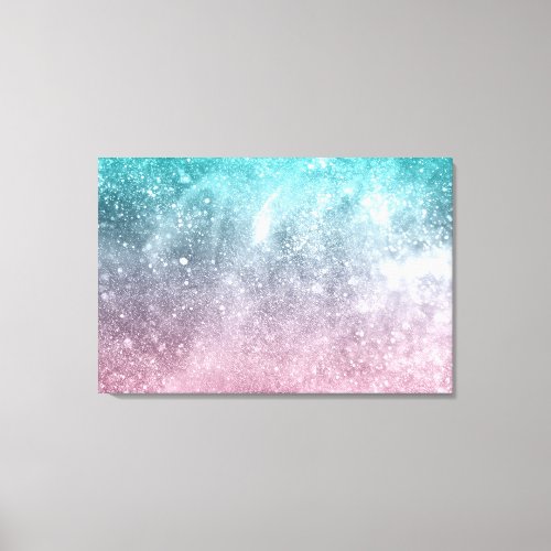 Aqua blue Pink ombre sea galaxy abstract Canvas Print