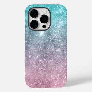 Aqua blue Pink ombre sea galaxy abstract Case-Mate iPhone 14 Pro Case