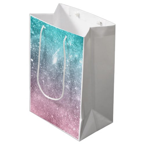 Aqua blue Pink ombre sea galaxy abstract Medium Gift Bag