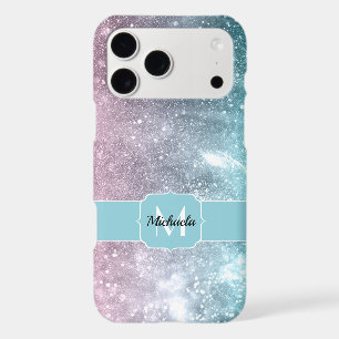Aqua blue Pink ombre sea galaxy abstract Monogram iPhone 17 Pro Max Case