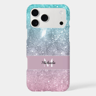 Aqua blue Pink ombre sea galaxy abstract Monogram iPhone 17 Pro Max Case