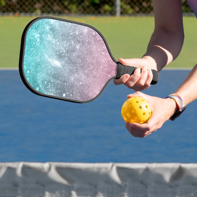 Aqua blue Pink ombre sea galaxy abstract Pickleball Paddle (Insitu)