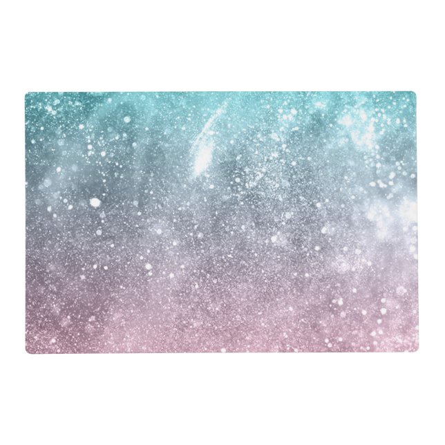 Aqua blue Pink ombre sea galaxy abstract Placemat (Front)