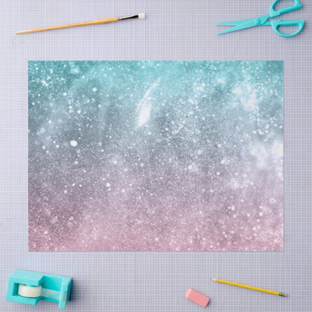 Aqua blue Pink ombre sea galaxy abstract Tissue Paper (Craft)