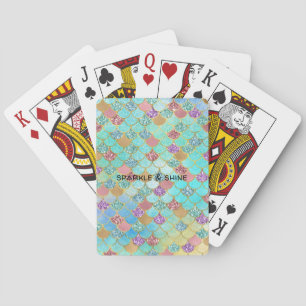 Aqua Blue Pink Purple Gold Glitter Mermaid Poker Cards