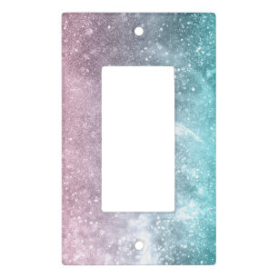 Aqua blue Pink sea galaxy abstract Light Switch Cover