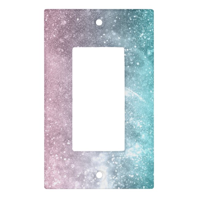 Aqua blue Pink sea galaxy abstract Light Switch Cover (Front)