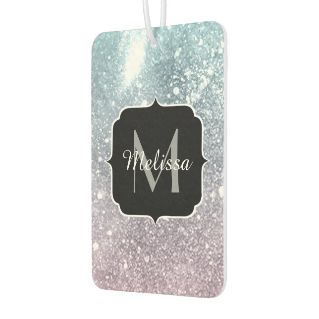 Aqua blue Pink sea galaxy abstract Monogram Air Freshener (Left)