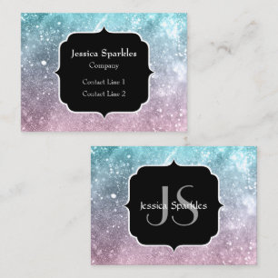 Aqua blue Pink sea galaxy abstract Monogram Business Card