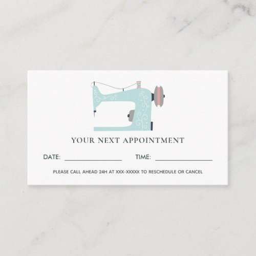 AQUA BLUE PINK SEWING MACHINE TAILOR APPOINTMENT BUSINESS CARD