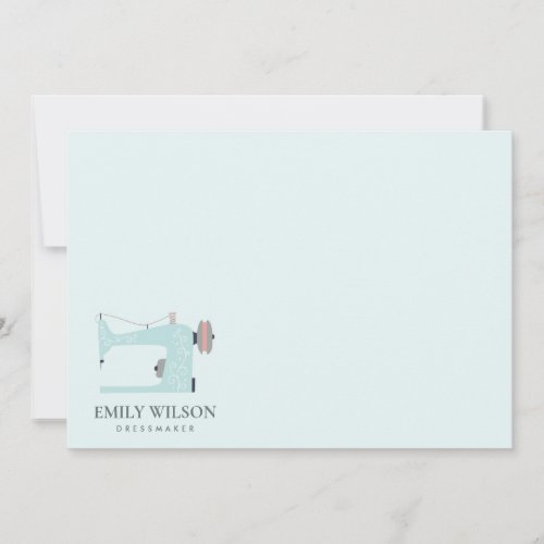 AQUA BLUE PINK SEWING MACHINE TAILOR BUSINESS NOTE CARD