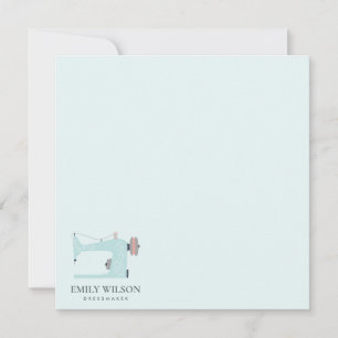 AQUA BLUE PINK SEWING MACHINE TAILOR BUSINESS NOTE CARD