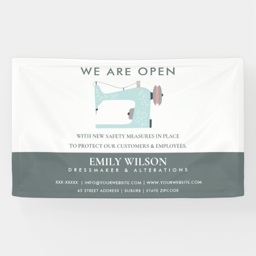 AQUA BLUE PINK SEWING MACHINE TAILOR RE OPENING BANNER