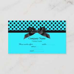 AQUA BLUE POLKA DOT BOW BUSINESS CARD 2