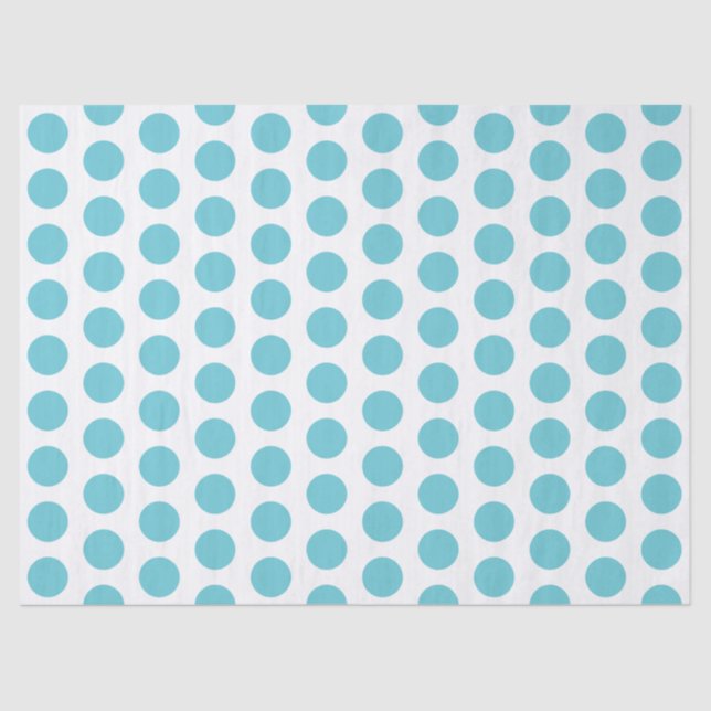 Aqua Blue Polka Dots Tissue Paper (Front)