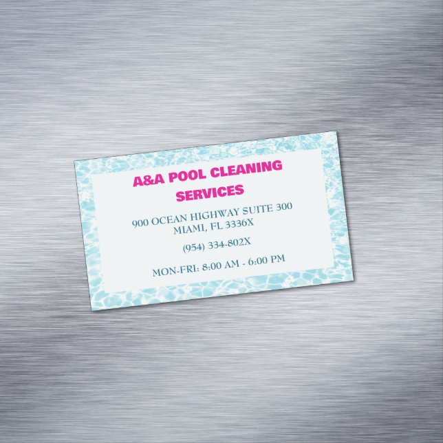 Aqua Blue Pool Maintenance Business Card Magnet (In Situ)