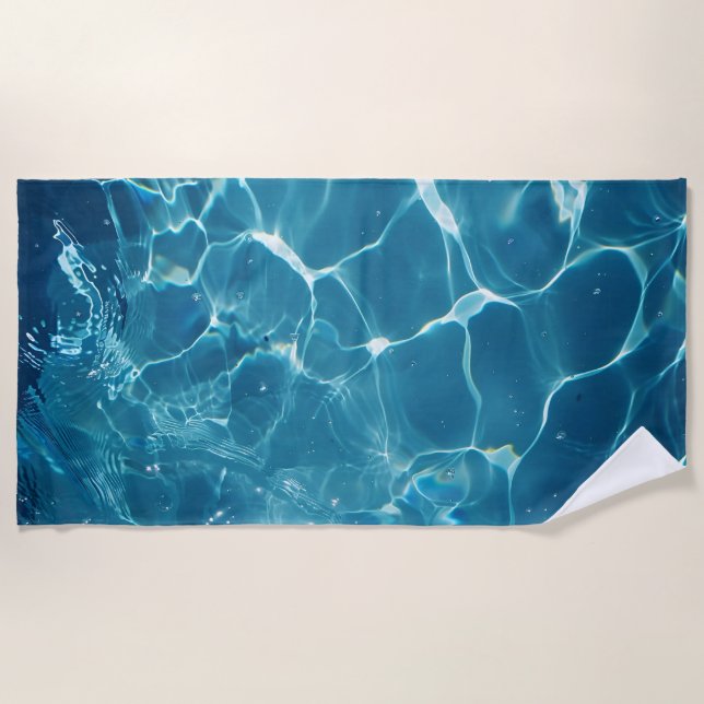 Aqua Blue Pool Water Pattern Beach Towel (Front)