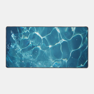 Aqua Blue Pool Water Pattern Desk Mat