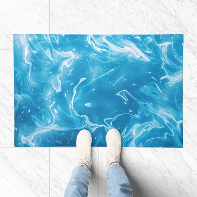 Aqua Blue Pool Water Pattern Doormat (Indoor)