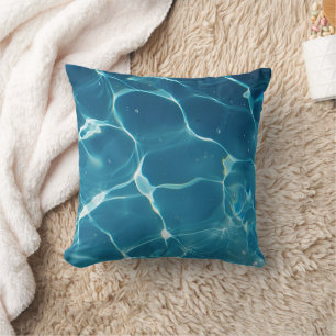 Aqua Blue Pool Water Pattern Throw Pillow